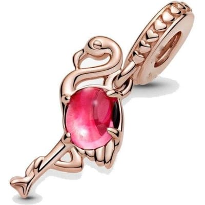 Nouveau Original Or Rose Rose Verre Murano Flamant Rose Pendentif Bricolage Perle Compatible Breloques Mode Européenne Bracelet Bracelets Bijoux Bricolage P633 beige