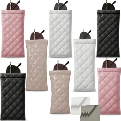 Brillenkoker set van 8 – Squeeze-top zachte brillenhoesjes van imitatieleer – Compact en stijlvol
