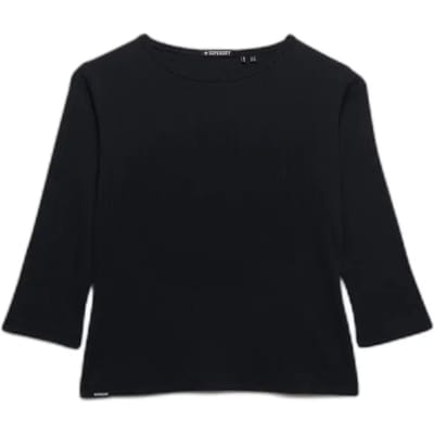 Superdry Athletic Essentials Pointelle Halve Mouw Top Blauw Grootte: 38