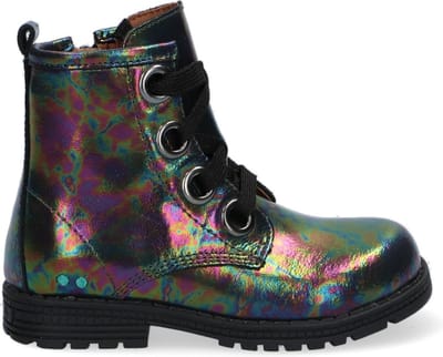 BunniesJR Tosca Trots Meisjes Combat Boots - Multi/Zwart - Leer - Veters