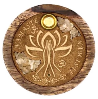 Wierookbrander - rond - brander voor wierookkegel - Namaste - Rozenkwarts