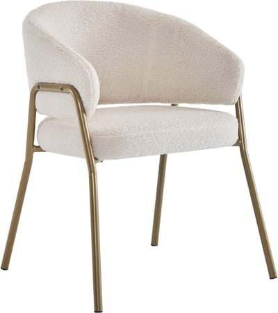 ROLIP Eetkamerstoel – Wit Velours – Gouden Poten – Luxe Design