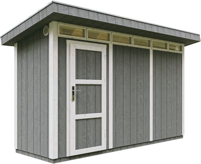 Timbela M902-CAVERN STEEL - LP SmartSide Tuinhuis op houtbasis - 4 m² - 161xL412xH239 cm - met vloer en verf