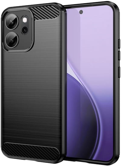 Geborsteld TPU Hoesje Geschikt voor Oppo Reno 14 F | Beschermhoes | Back Cover | Flexibel TPU | Stijlvol Carbon | Dun | Zwart