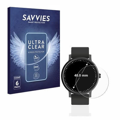 Savvies - Screenprotector voor Horloges (Rond, ø: 40 mm) - Folie Beschermfolie transparant 6 Stuks