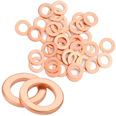 50 Stuks Koperen Afsluitringen M6 x 12 x 1 - Platte Ringen voor Oliedichting, Uitlaat en Machines