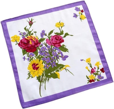 Zakdoeken Katoen - Herbruikbare doekjes - Dagelijks gebruik - Bloemenmotief - 30x30 cm - Paars