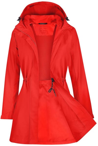Daity Regenjas dames trenchcoat | lange waterdichte softshell jas met capuchon - Maat S