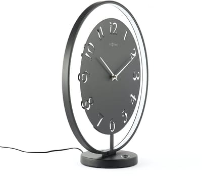 NeXtime - Tafelklok - 40 x 40.5 cm - Metaal - Zwart - 'Ting Table'