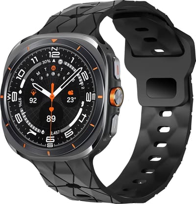 Bandz Siliconen band 'Hexagons' met gespsluiting - geschikt voor de Samsung Galaxy Watch Ultra 2 (2026) / Ultra (2024/2025) - zwart