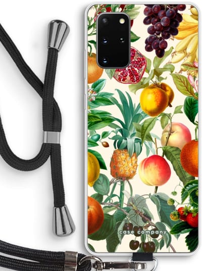 Case Company® - Hoesje met koord geschikt voor Samsung Galaxy S20 Plus hoesje met Koord - Classic Flora - Telefoonhoesje met Zwart Koord - Bescherming aan alle Kanten en Over de Schermrand