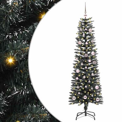 vidaXL - Kunstkerstboom - met - 150 - LED - Groen - 150 - cm - PVC - en - Plastic - en - Staal