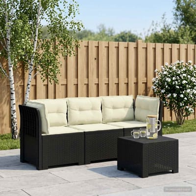 vidaXL - 3-Zits - Tu - bank - met - Kussens - Rattan - Look - PP - Antracietkleurig