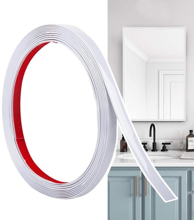 Decoratieve Lijst, Flexibele PVC Sierstrip, Waterbestendige Wandstrip om te Plakken, Zonder Boren voor Muur, Spiegel, Plafond, Kast en Tegels (Mat Wit, 6M x 1cm)