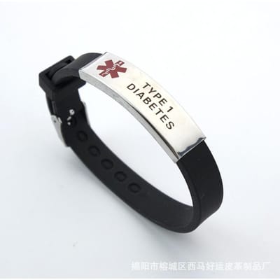 Trendy Medische Alert ID Armband Mannen PACEMAKER Polsband Verstelbare Siliconen Armbanden Voor Vrouwen Noodgeval Eerste Hulp gray