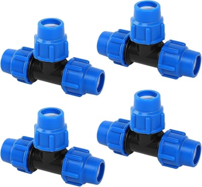 longziming - T-Stuk PE Buis Koppeling Set Van 4 - PP Fitting 25mm Schroefconnector - Slangklem En Leiding Verbinding Voor Installatie - Duurzame Buis Koppelingen Voor Waterleidingen En Irrigatie