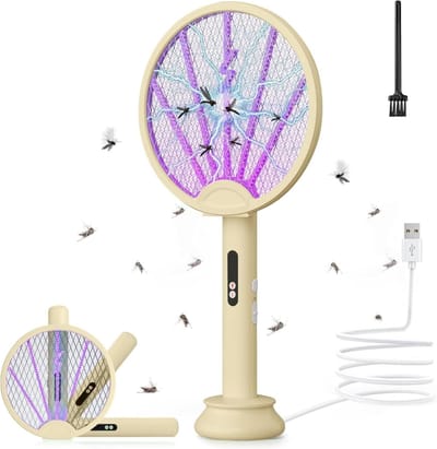 Elektrische vliegenmepper – Oplaadbare insectenverdelger – Muggenmepper met stroom – Vliegenmepper tegen muggen en vliegen – Draagbaar en draadloos – Veilig in gebruik – Voor binnen en buiten – Anti-insect racket – Snelle insectendoder