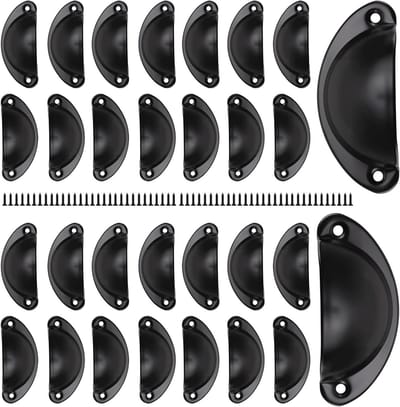 Vintage Zwarte Kastgrepen, 81mm x 35mm, Duurzame IJzeren Schaal Handgrepen, 30 Stuks voor Meubels
