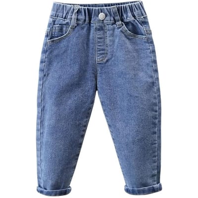 Pantalons en jean amples pour enfants de printemps et d'automne Vêtements pour enfants Vêtements de printemps et d'automne Pantalons décontractés pour garçons et filles 140 bleu