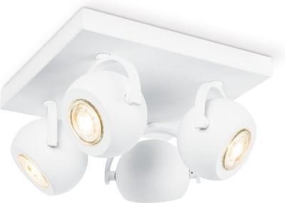 Home Sweet Home - Moderne LED Opbouwspot Nop - Wit - 23/23/14cm - 4 lichts plafondspot - Dimbaar - inclusief LED lichtbron - GU10 fitting - 5W 390lm 3000K - warm wit licht - gemaakt van metaal