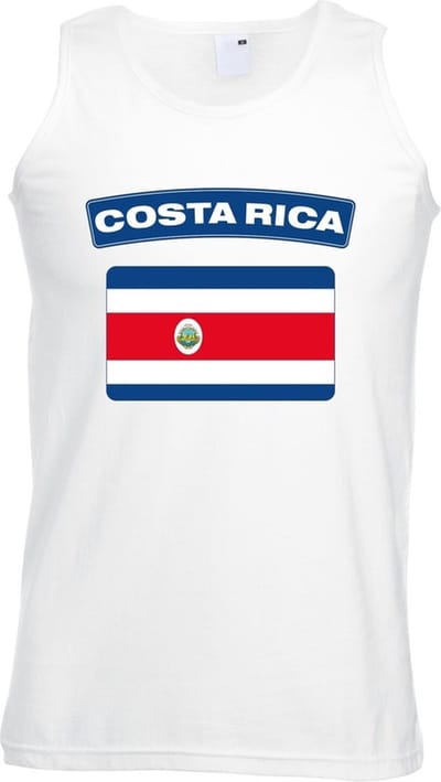 Costa Rica singlet shirt/ tanktop met Costa Ricaanse vlag wit heren S