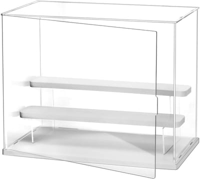 Dailygoods- Displaydoos met deur - Acryl Vitrine - 3 Niveaus - 32x18x25cm - Transparant - Hoogwaardig Materiaal