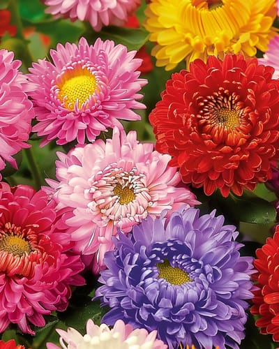 2 sets - Zomeraster Zaden Prinses Gemengd Callistephus Chinensis Eenjarig