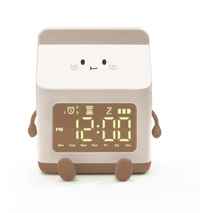 Dailygoods- Melkpakwekker - Digitale Wekker met Alarm/Aftelfunctie - Cartoon Ontwerp - Geschikt voor Kinderen - Duidelijk Display - Veilig en Duurzaam Materiaal