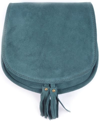 Suede schoudertasje Sara - Petrol - Made in Italy