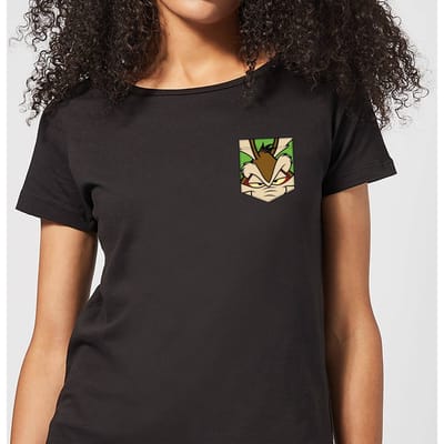 Looney Tunes Wile E Coyote Faux Pocket Dames T-shirt - Zwart - 3XL