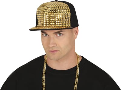 Fiestas Guirca Rapper/gangster verkleed pet studs - goud/zwart - bling - one size