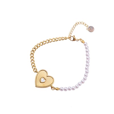 Go Dutch Label Armband (Sieraad) pearly hartje Zilver