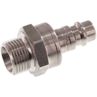 RVS DN 7.2 (Euro) Luchtkoppeling Insteeknippel G 3/8 inch Buitendraad Double Shut-Off - CLP7-M-S-SV-038