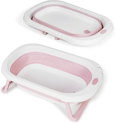 Opvouwbaar Babybadje met Poten - Antislip, Afvoerplug, Compact en Draagbaar voor Thuis of op Reis