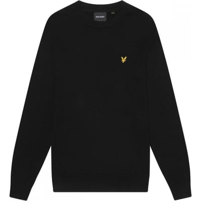 Lyle & Scott Cotton Merino Crew Neck Jumper Truien & Vesten Heren - Sweater - Hoodie - Vest- Zwart - Maat M