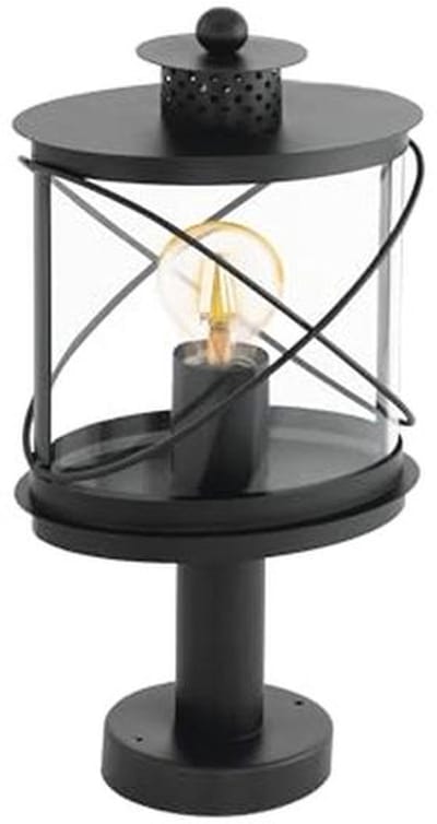 Buitenlamp met Bewegingsmelder - Sokkellamp van Verzinkt Staal en Kunststof in Zwart, IP44