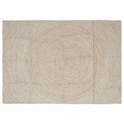 vidaXL - Gebied - Tapijt - Natuurlijk - en - Wit - 120 - x - 170 - cm - Jute