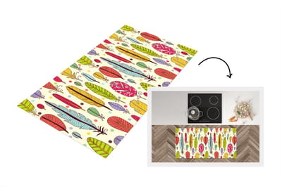 Keukenloper - Loper keuken - Patroon - Veren - Kleuren - 120x60 cm - Keukenloper vinyl