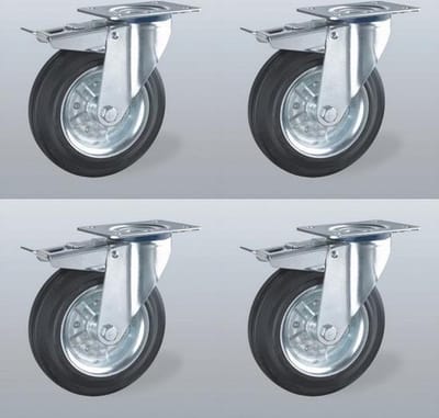 Grijs Rubber zwenkwiel met topplaat - 100mm - 150kg