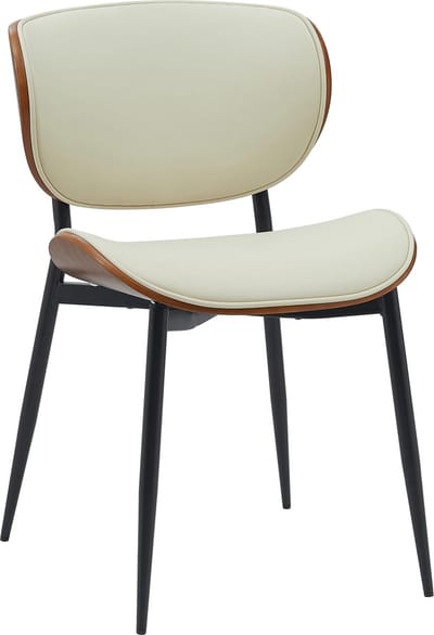 CLP Enid Eetkamerstoel - bezoekersstoel - met rugleuning en bekleding - metalen frame - Kunstleer/walnoot/creme