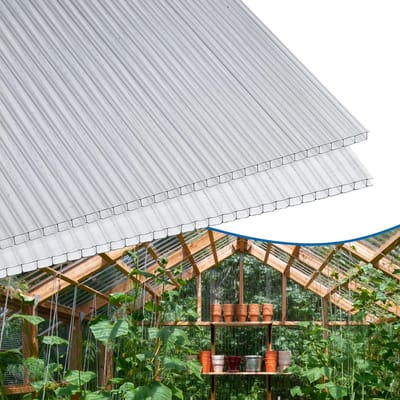 Dubbelwandige Polycarbonaat Platen voor Broeikas en Leifruit - 14 Stuks Transparant (4mm Dikte)