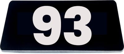 Nummerplaatje 93 - 80 x 50 x 1,6 mm - Zwart/wit - incl. 3M-tape | Nummerbordje - Deur en kamernummer - brievenbusnummers - Gratis verzending - 5 jaar garantie