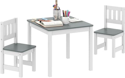 AIYAPLAY Kindertafel en stoelenset MDF, grenenhout 56L x 52B x 48H cm Grijs