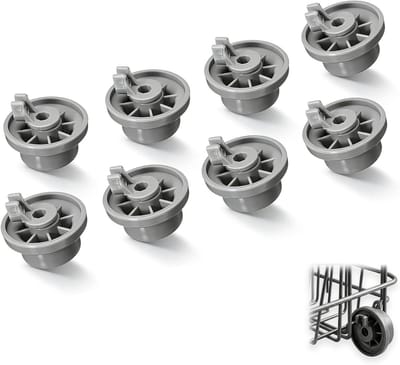 Set van 8 reserverollen voor vaatwasser onderkorf, universele vervangingen, accessoires voor optimale prestaties