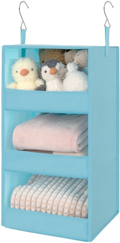 Unyqoos ® Ruime Opbergoplossing voor Kledingkasten met 3 Compartimenten, Opvouwbaar en Praktisch in Lichtblauw