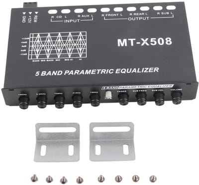 Auto Equalizer - Geluidsafstemming - Auto Audio Verbeteren - 5 Bands Instelbaar - 19x12x3cm - Zwart