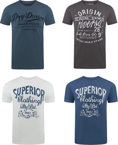 riverso Heren T-Shirt RIVLeon 4 Pack regular fit Veelkleurig S Ronde Hals Volwassenen - gemaakt van 100% katoen