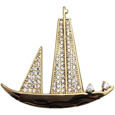 Mode Zeilboot Broches Schoonheid Stoom Strass Boot Feest Casual Broche Voor Vrouw Mannen 'S Spelden Cadeaus goud