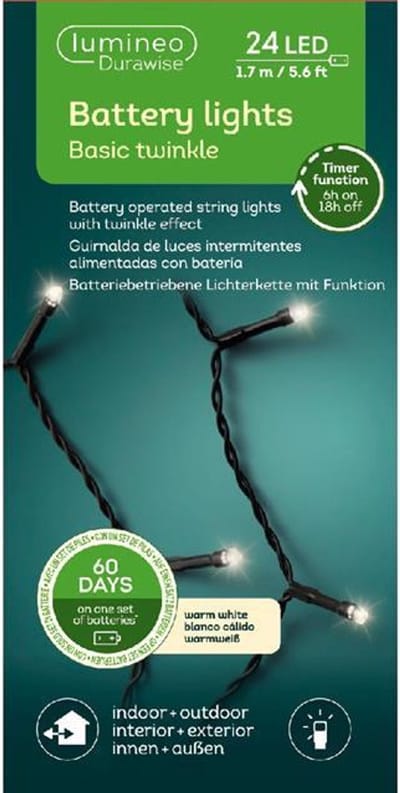 Lumineo LED lichtsnoer Durawise 24L warm wit voor binnen en buiten.