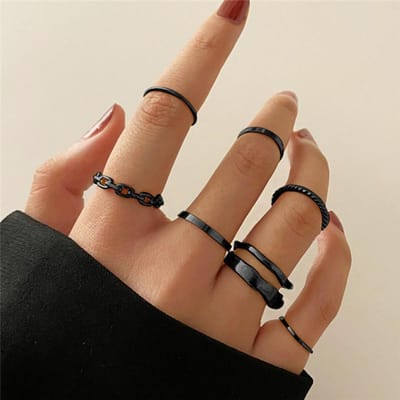 Modyle Punk Geometrische Zilveren Ketting Polsringen Voor Vrouwen Mannen Bedel Hip Hop Ketting Open Ringen Set Koppel Mode Sieraden
